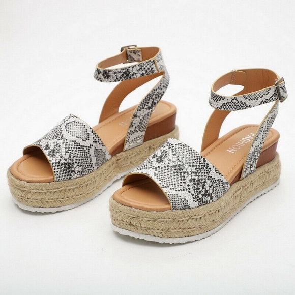 Snake Skin Print Espadrilles Sandals - Picture 4 of 8